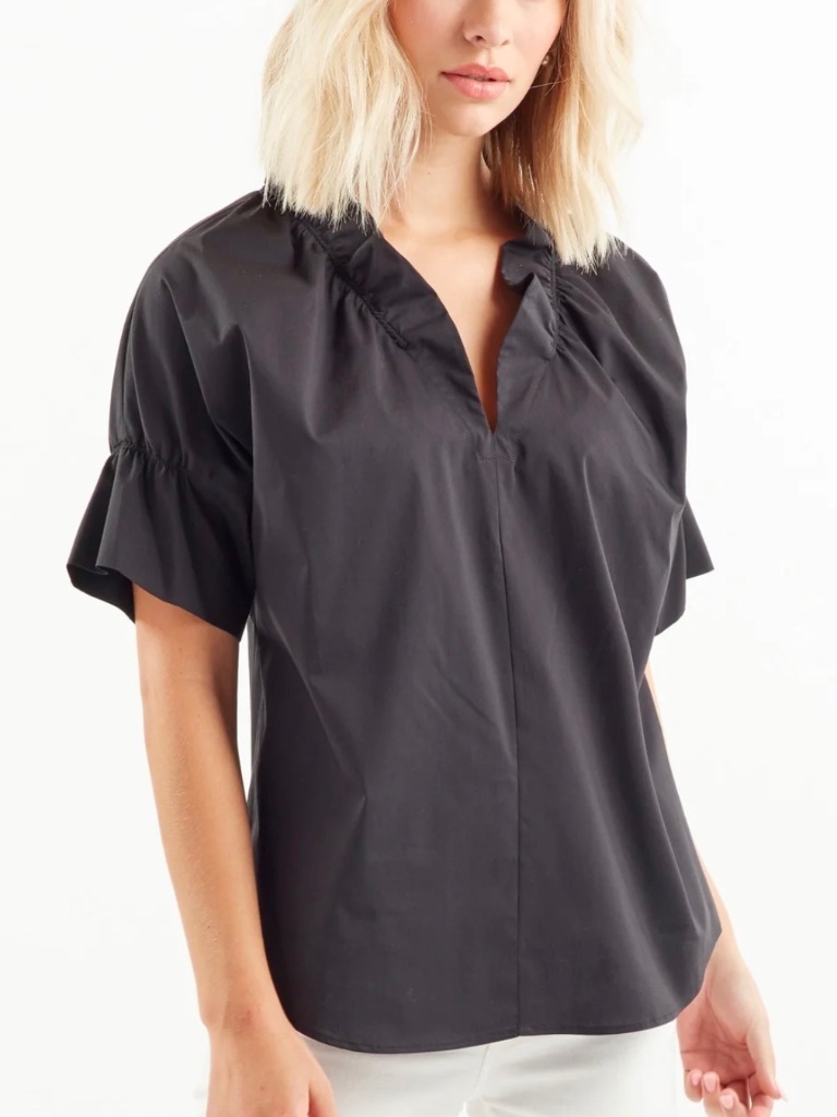 Finley Crosby, Black Ruffle Sleeve Blouse, Xs